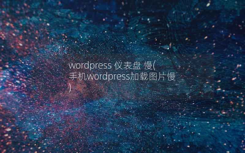 wordpress 仪表盘 慢(手机wordpress加载图片慢)